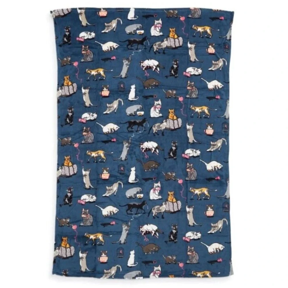 Vera Bradley CAT'S MEOW Throw Blanket Plush NWT 80